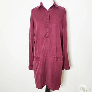 Lacoste Long Sleeve Burgundy Shirt Dress 32